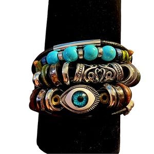 evil eye leather bracelet